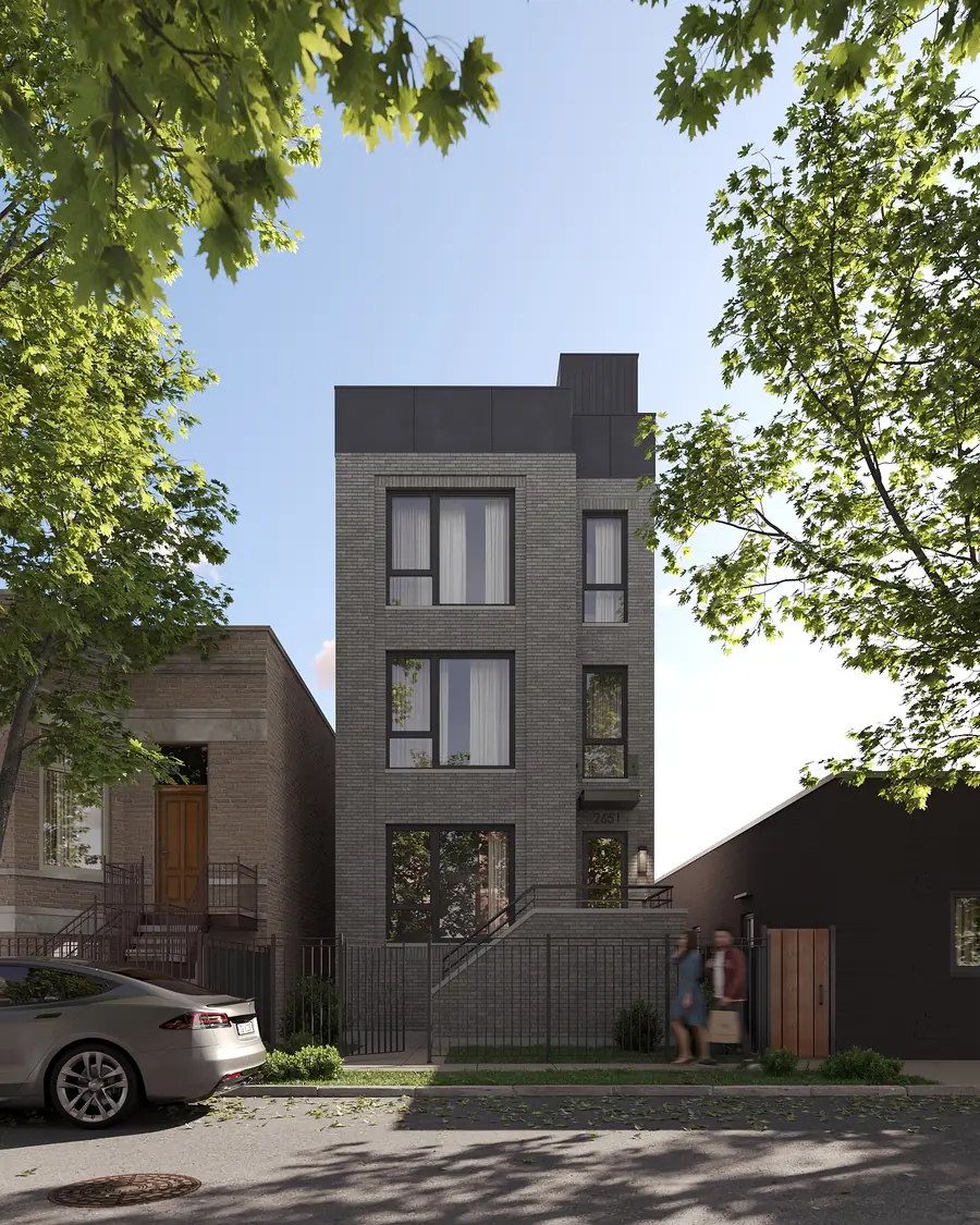 Rendering of the approved two-unit building at 2651 West Huron Street, West Town