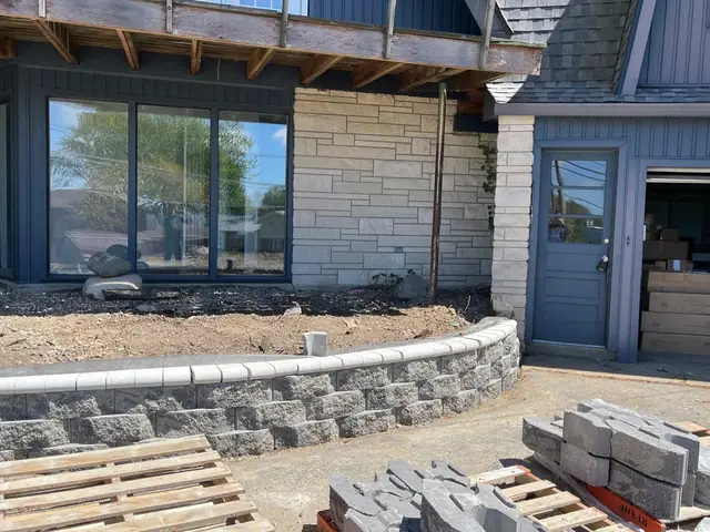 Rear and retaining wall at 5081 N Watervliet