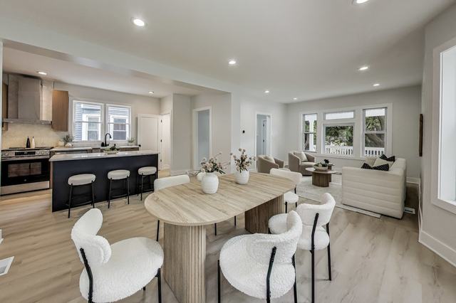 Living and dining rooms after renovation