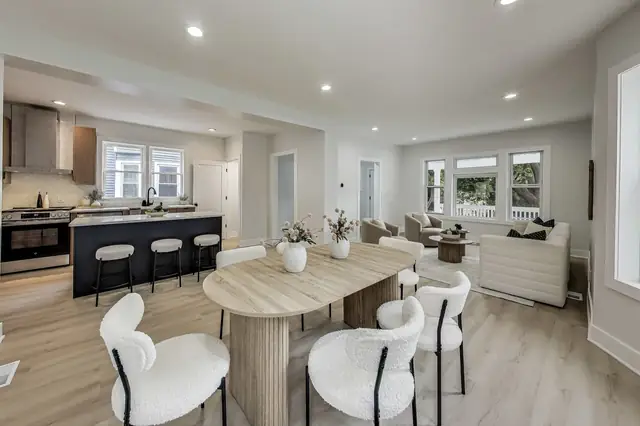 Living and dining rooms after renovation